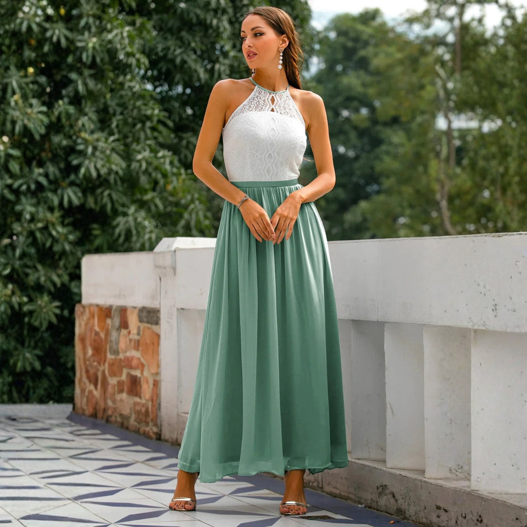 Abito Maxidress Donna Scollo a Halter Elegante