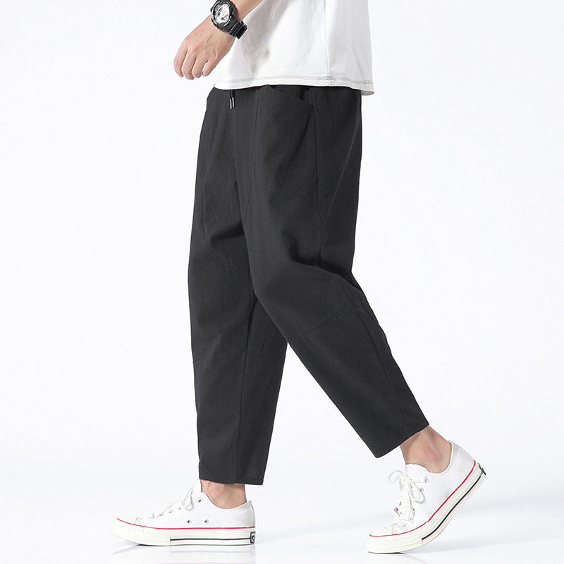 Pantaloni Uomo Casual Vestibilità Comoda Lunghezza Ridotta