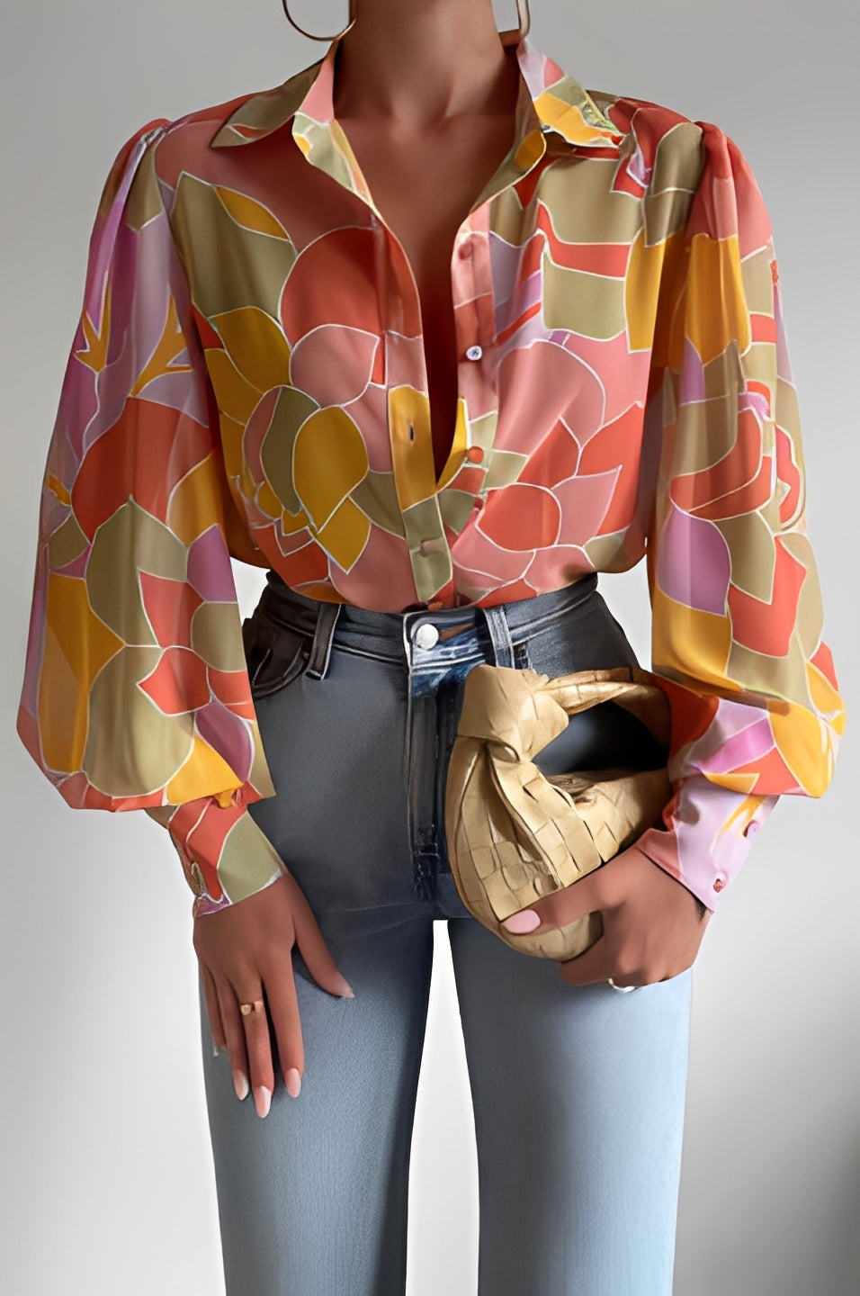 Blusa Donna con Maniche a Palloncino Elegante
