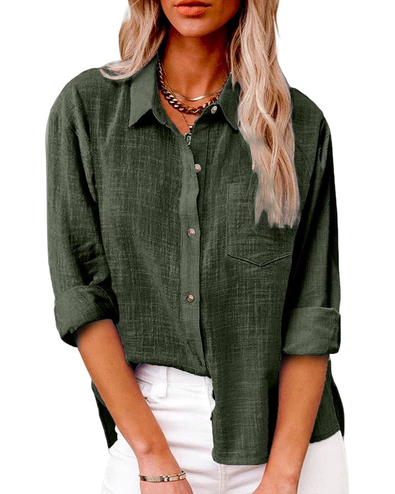 Camicia Donna Manica Lunga Stile Casual