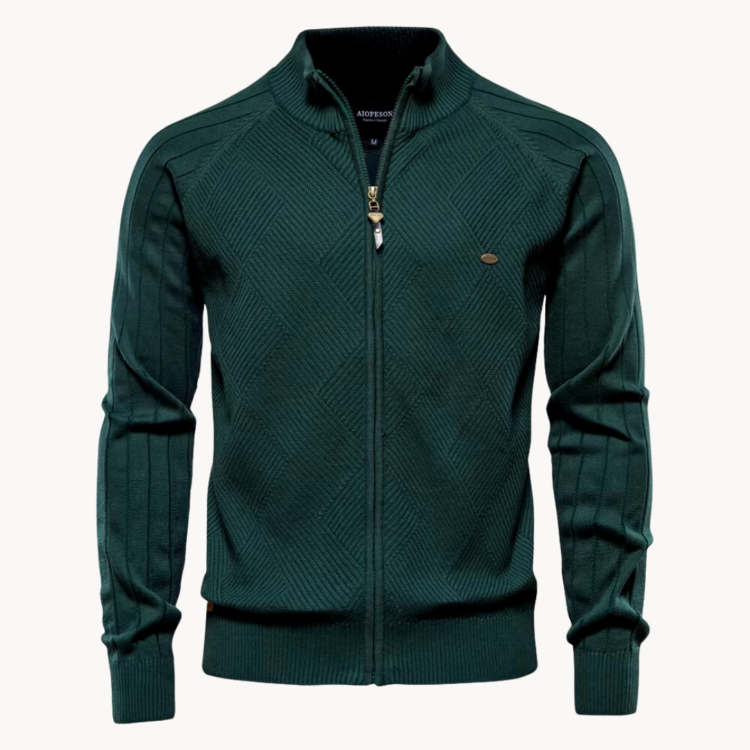 Felpa Uomo con Zip Design Strutturato e Collo Alto