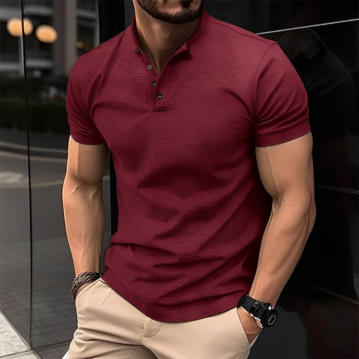 Polo Uomo Cotone Casual con Bottoni