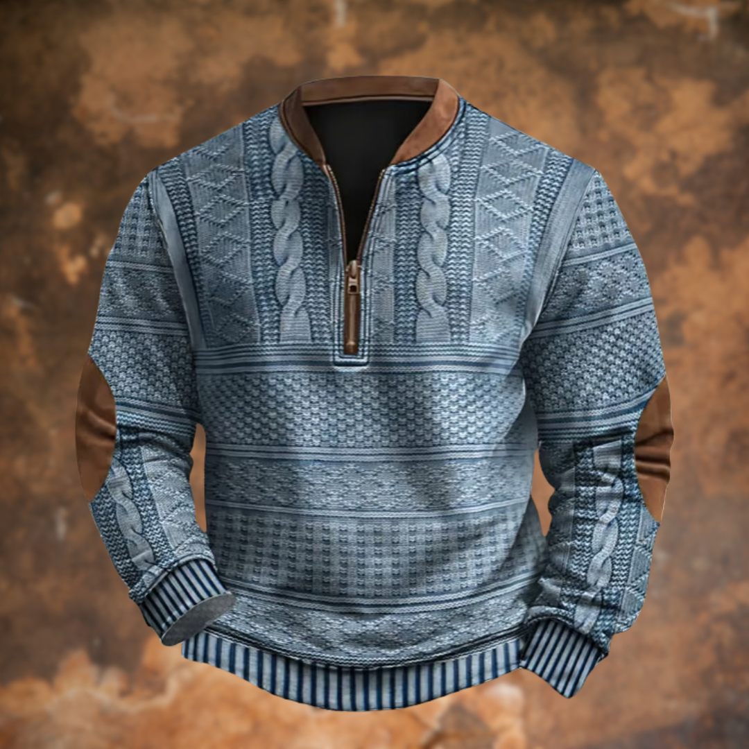 Maglione Uomo con Zip Design a Motivo Strutturato - Brentozzi
