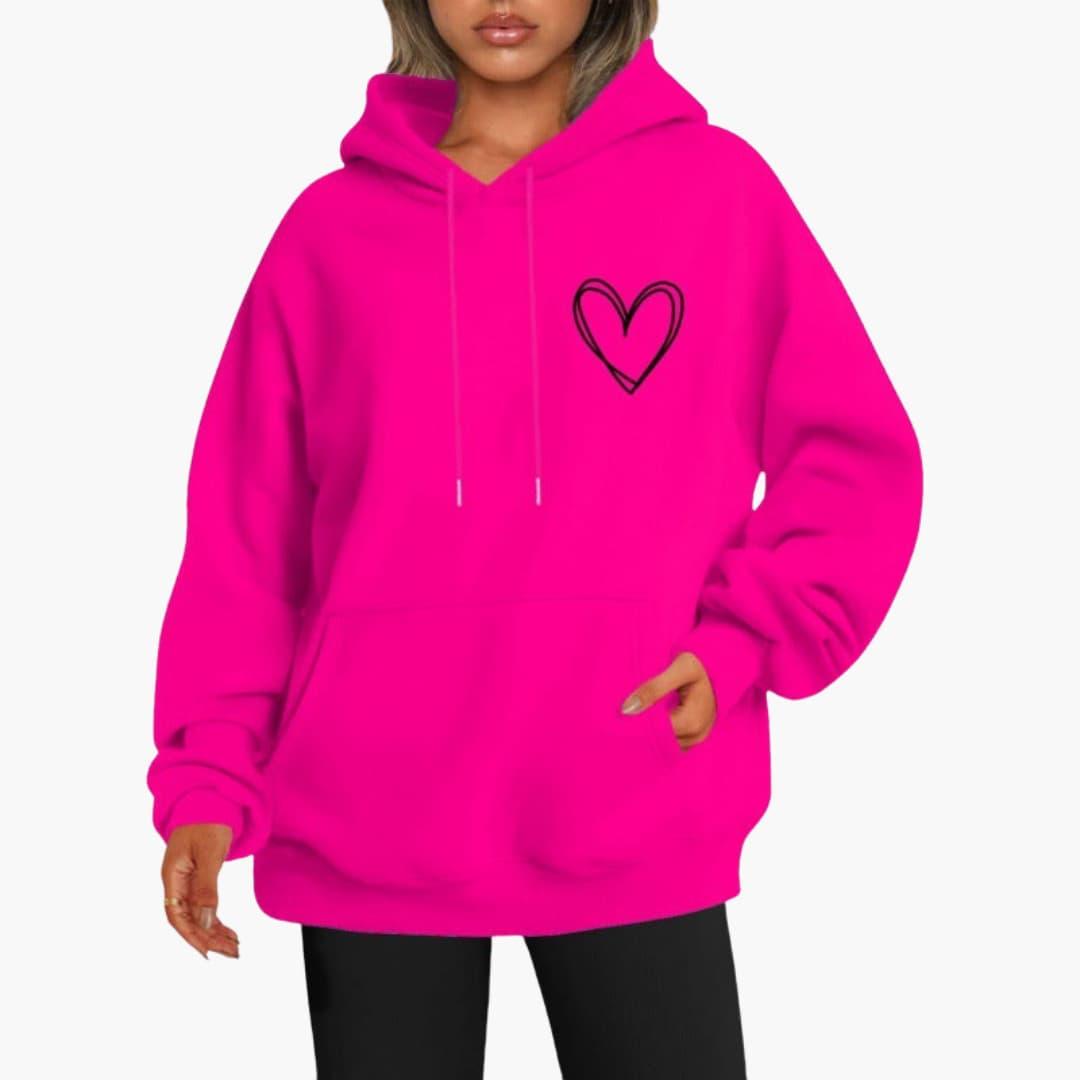 Felpa Donna con Cappuccio Stampa Cuore Regular Fit