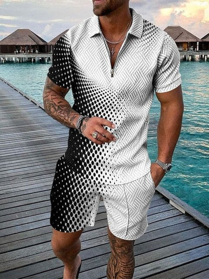 Completo Tempo Libero Uomo Due Pezzi con Stampa Casual