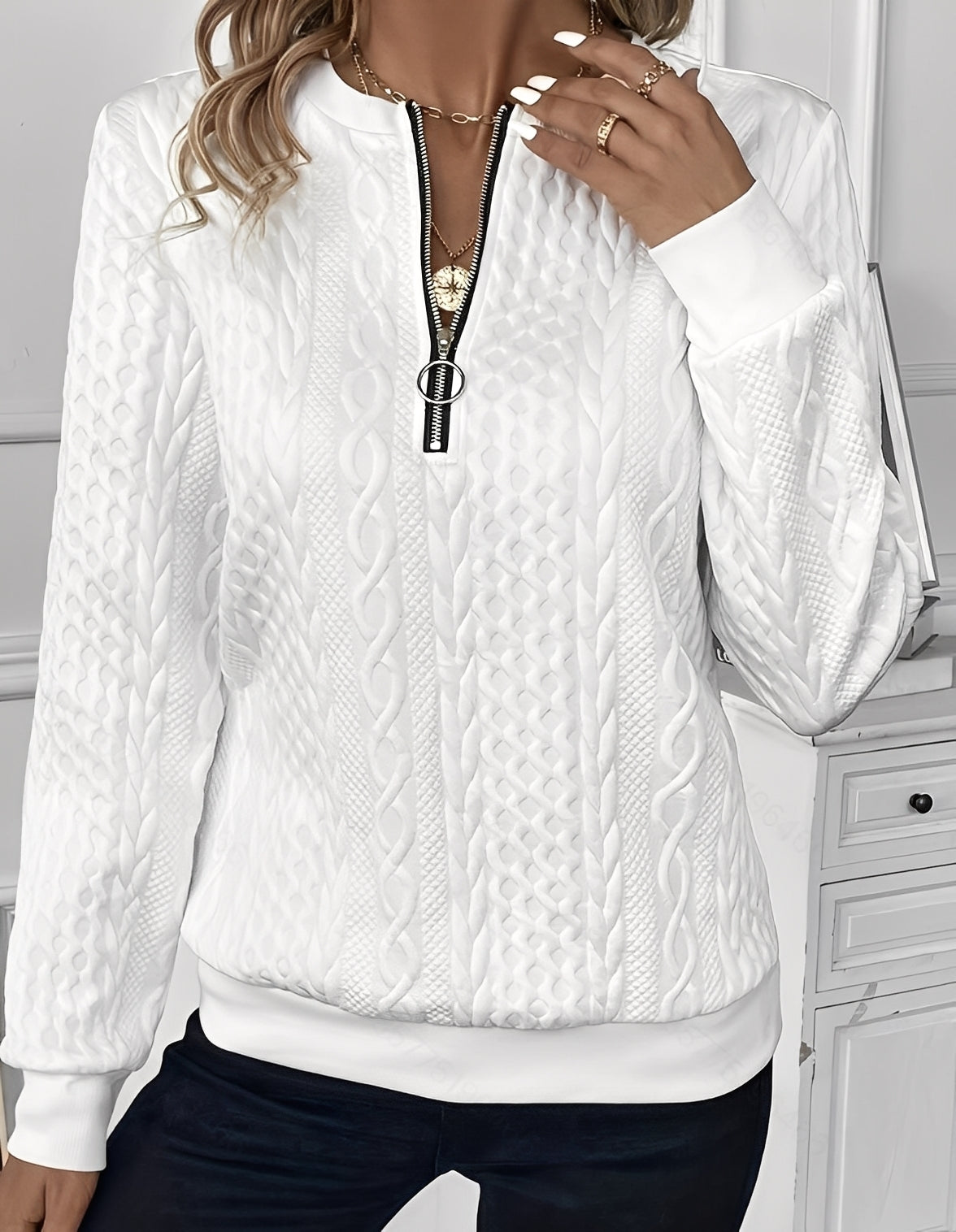 Maglione Donna Morbido con Motivo Trapuntato