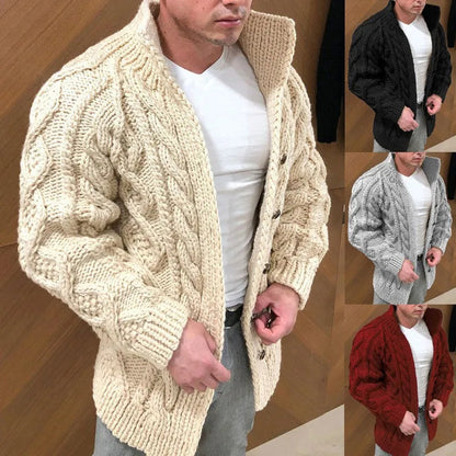 Cardigan Uomo Maglia Spessa a Treccia Caldo e Morbido