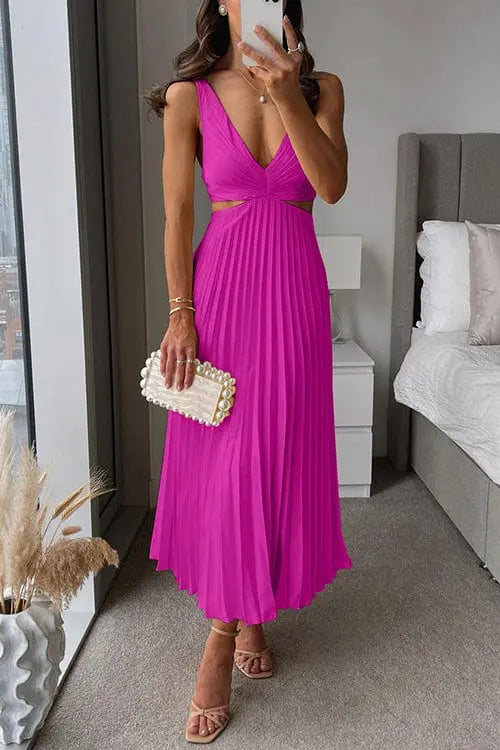 Abito Midi Donna Plissettato Cerimonia