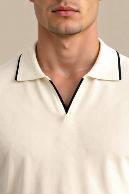 Polo Uomo con Dettagli a Contrasto Stile Elegante