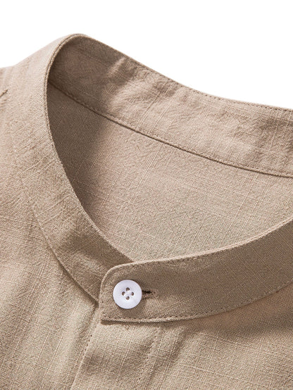 Completo Uomo Camicia Colletto alla Coreana e Pantaloni Vita Dritta