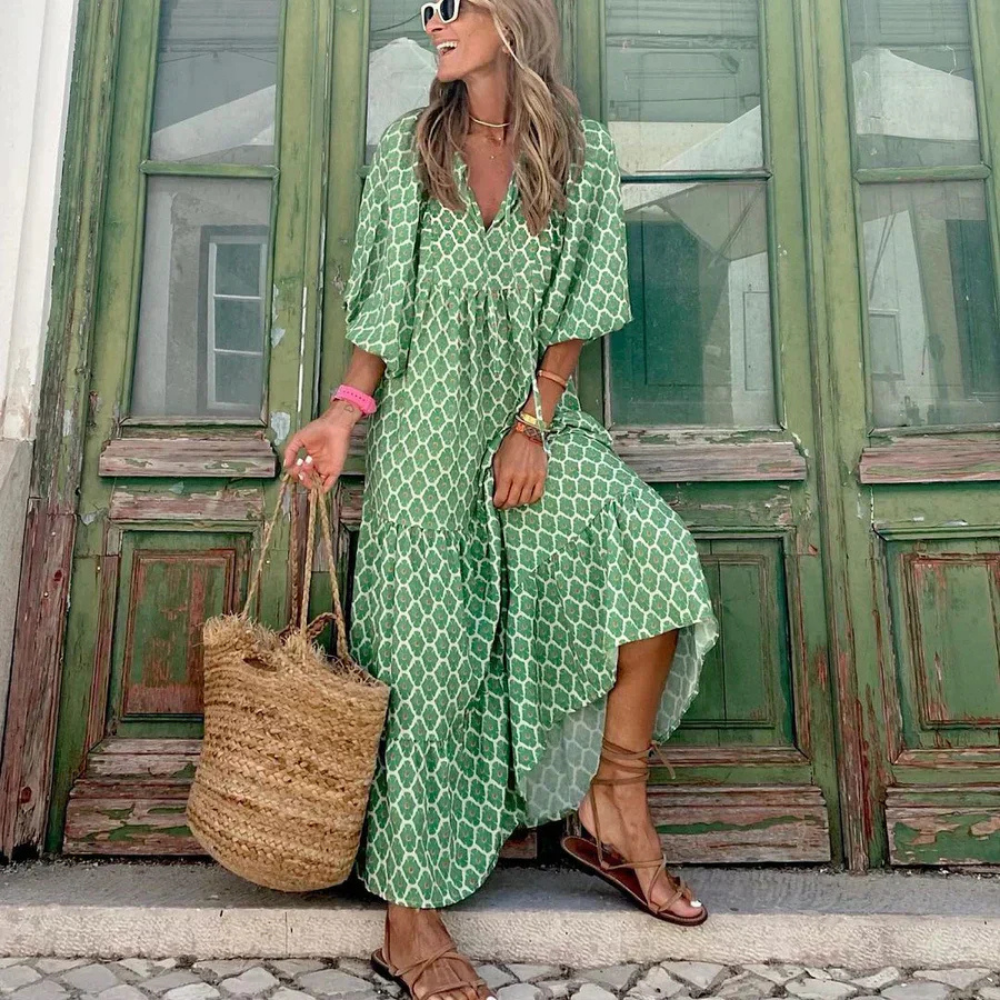 Abito Maxi Donna Elegante Svasato