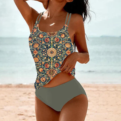 Tankini Donna Due Pezzi Tessuto Rapido Asciugatura
