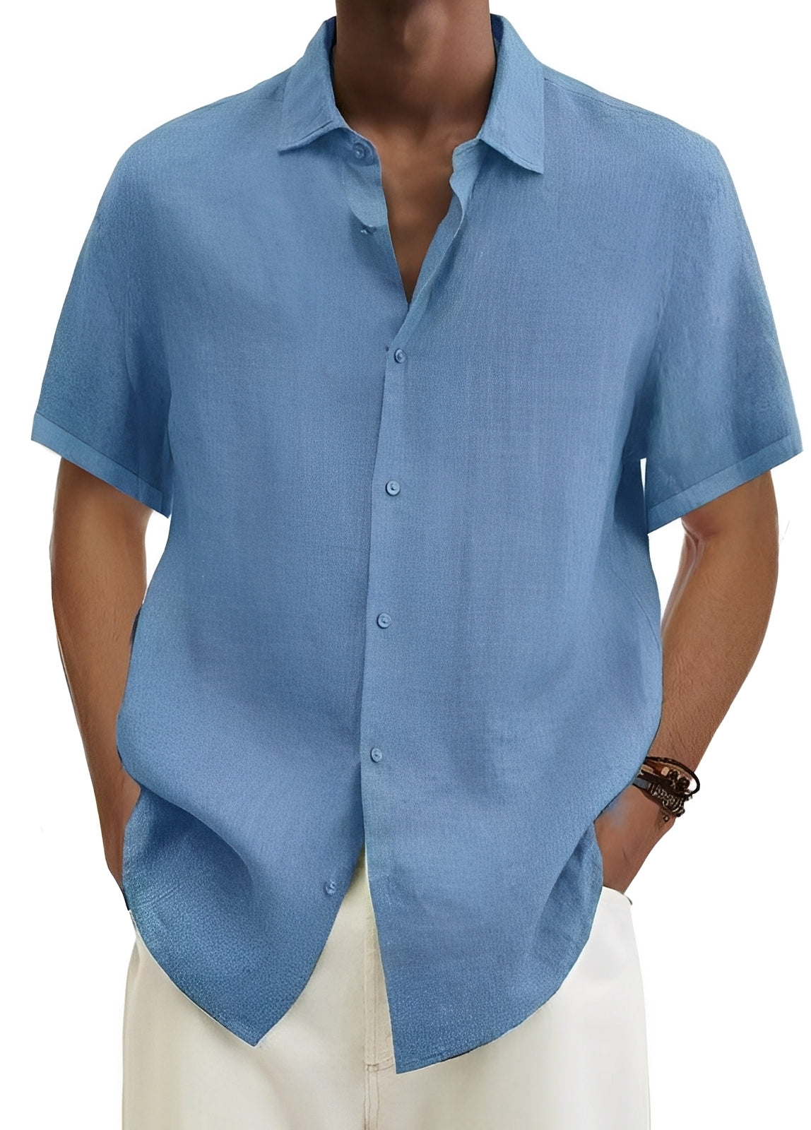 Camicia Uomo Cotone Bottoni Vestibilità Larga - Brentozzi