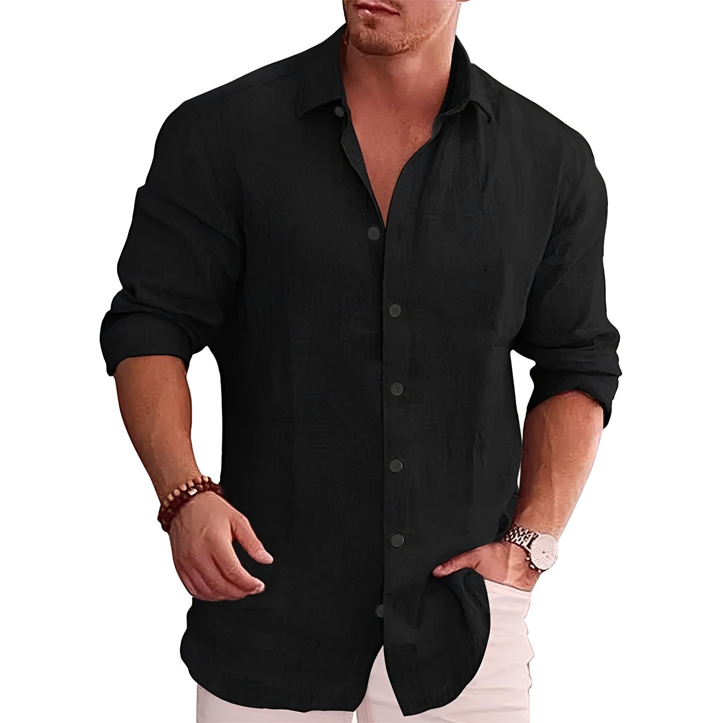 Camicia Uomo Slim Fit Manica Lunga Casual