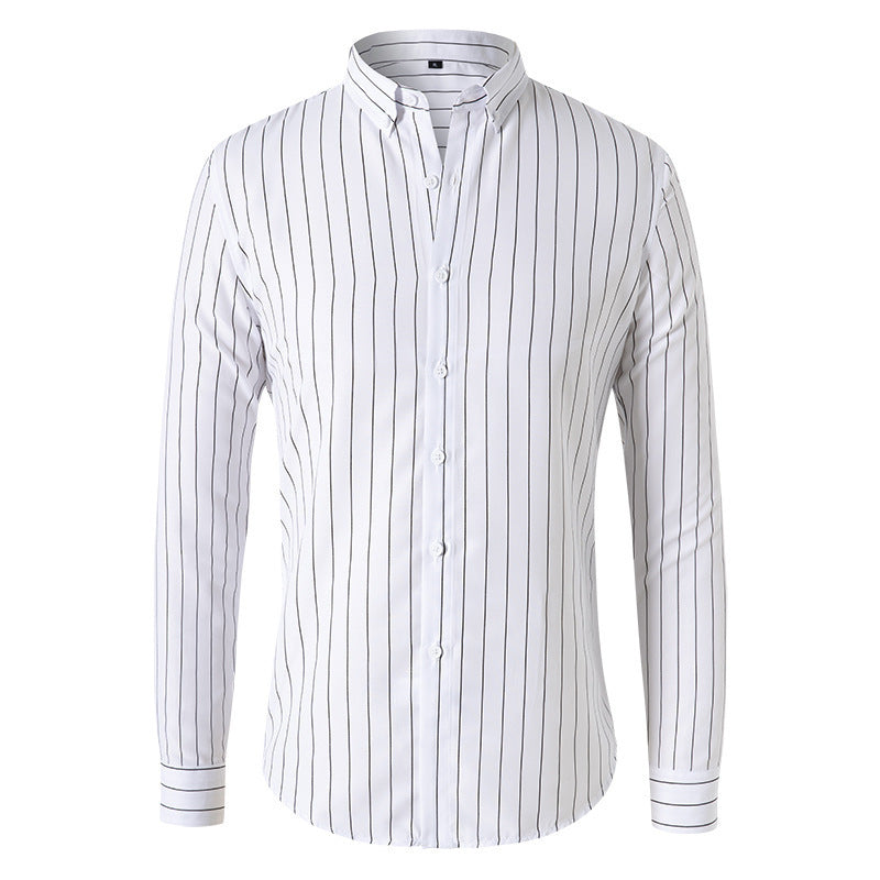 Camicia Uomo a Righe Manica Lunga Comfort