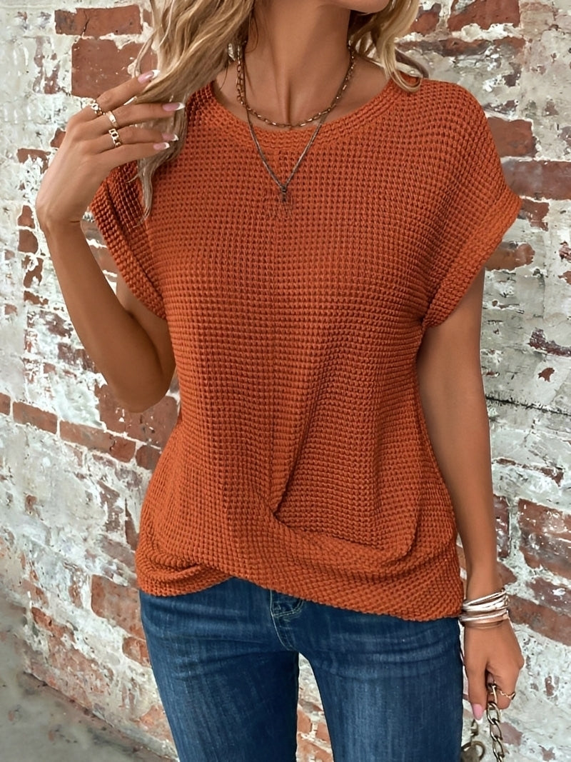 Maglia Donna in Tessuto Waffle Manica Corta