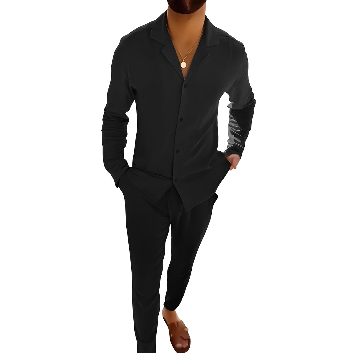 Completo Uomo Polo Manica Lunga e Pantaloni Regular Fit