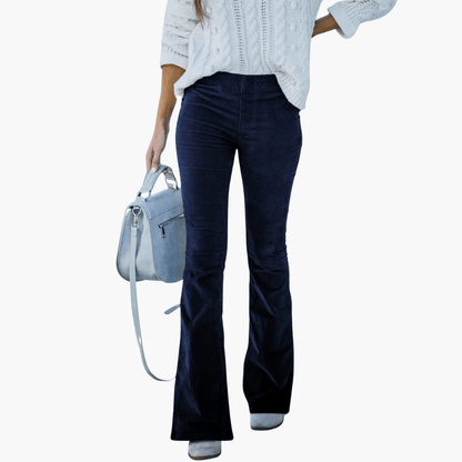 Pantaloni Lunghi Donna Eleganti in Velluto Corduroy