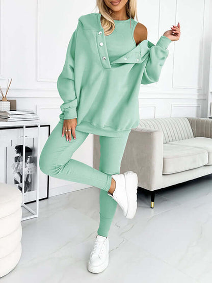 Tuta Donna Felpa in Fleece con Cappuccio Comfortabile