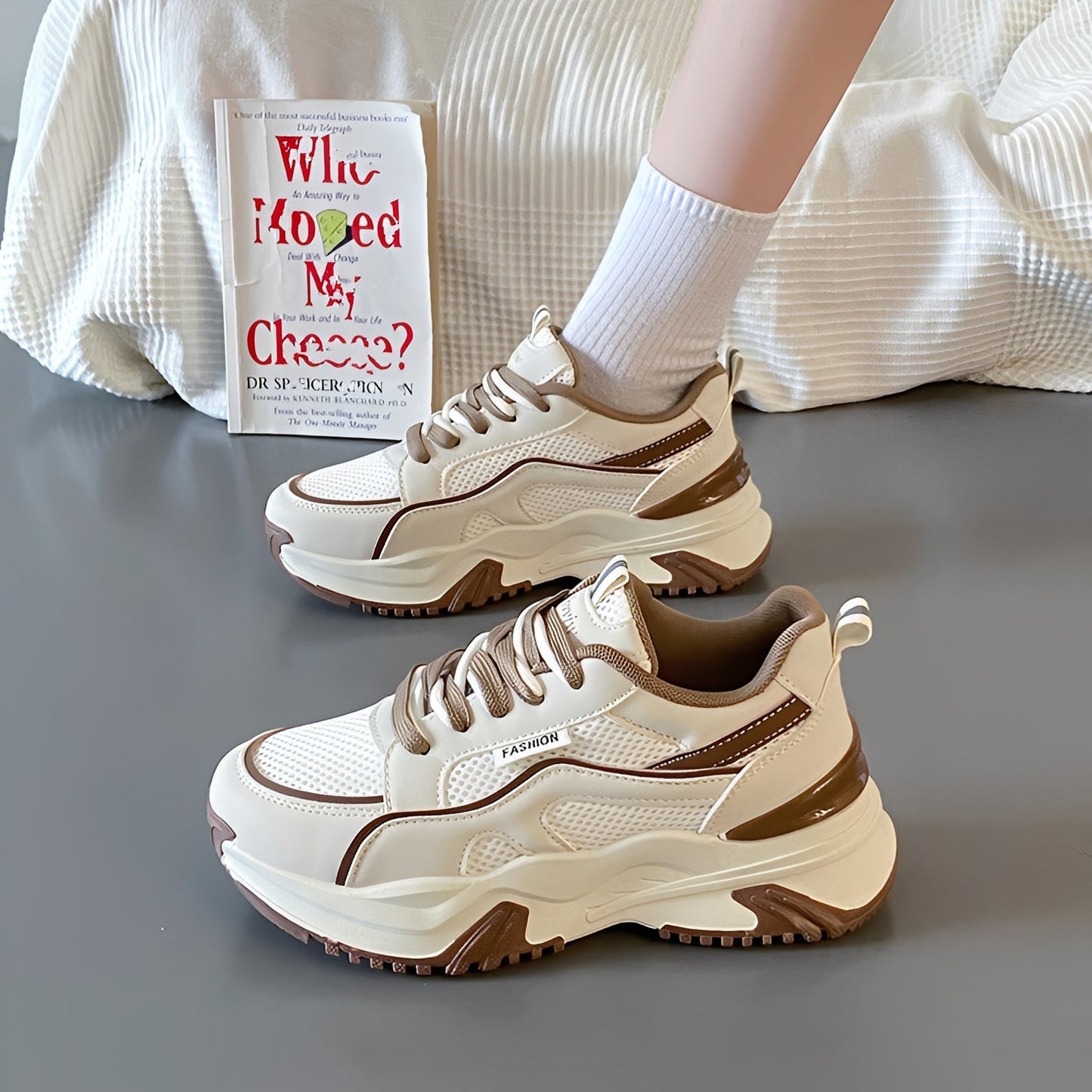 Sneakers Donna Mesh Tacco Alto Stile Casual