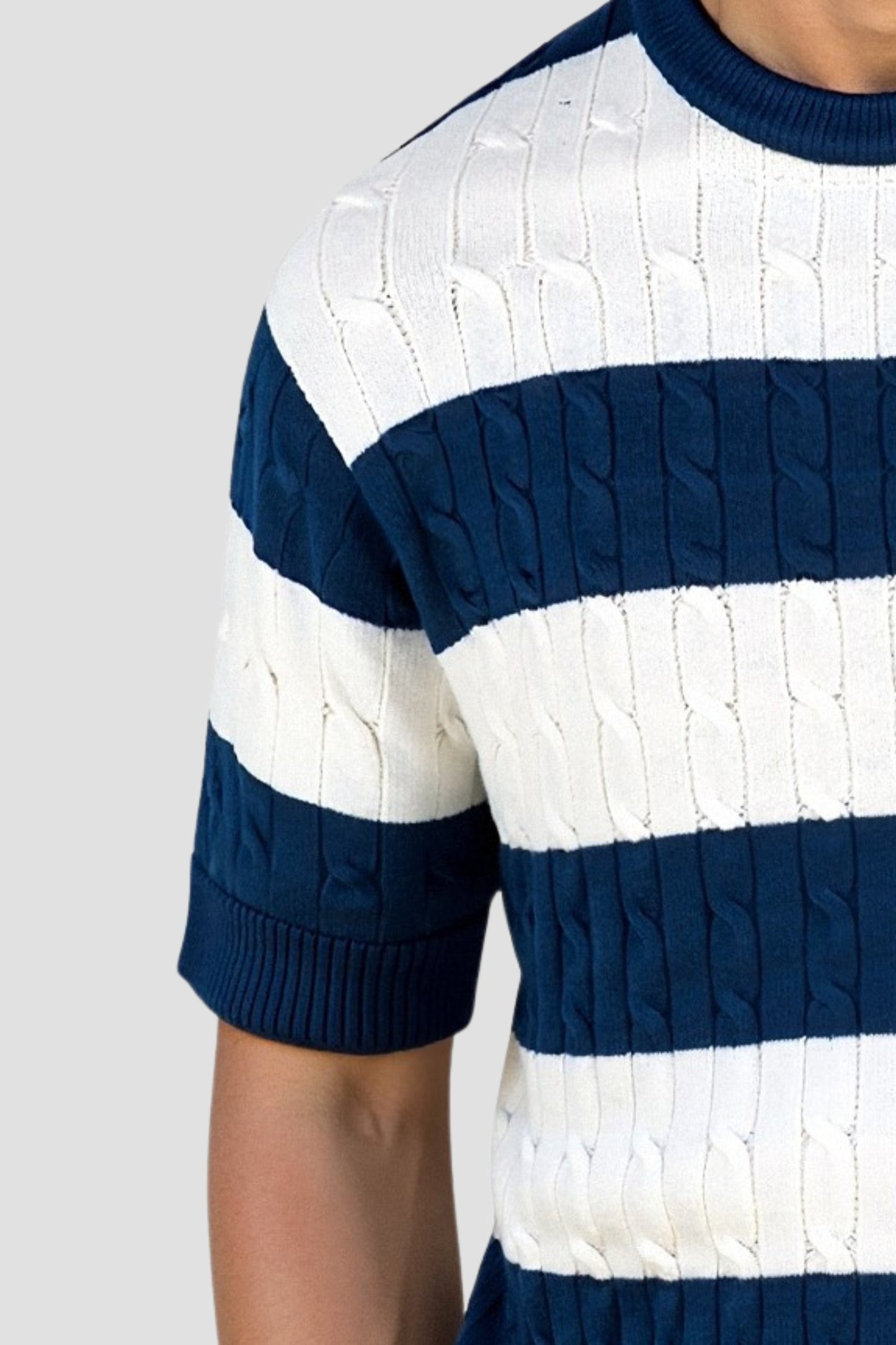 Maglione Uomo a Righe Manica Corta Morbido