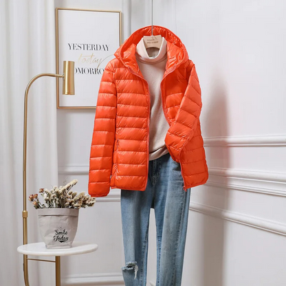 Piumino Donna con Cappuccio e Chiusura Zip