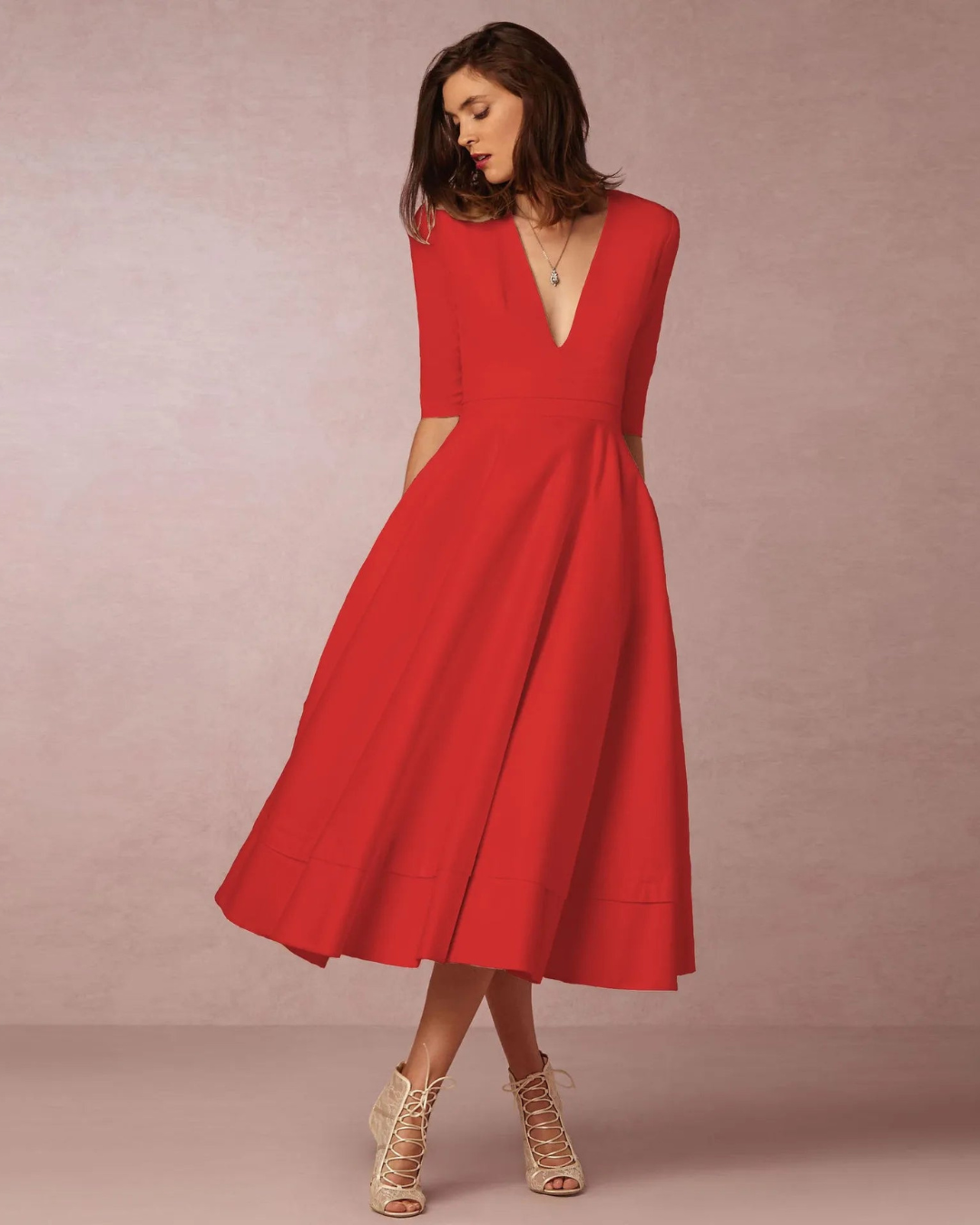 Abito Maxi Donna Scollo a V Elegante