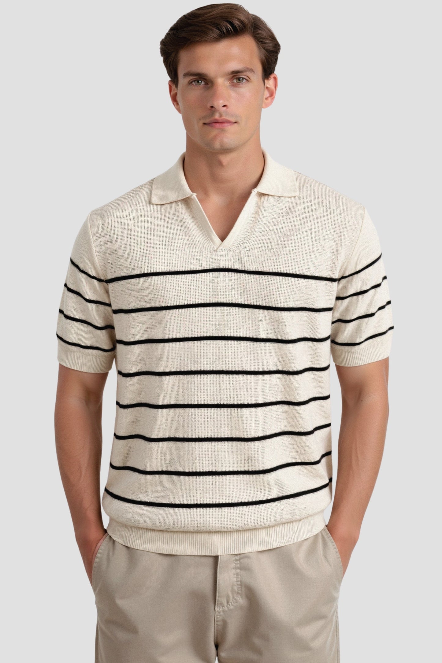 Polo Uomo a Righe Manica Corta Classico Versatile - Brentozzi