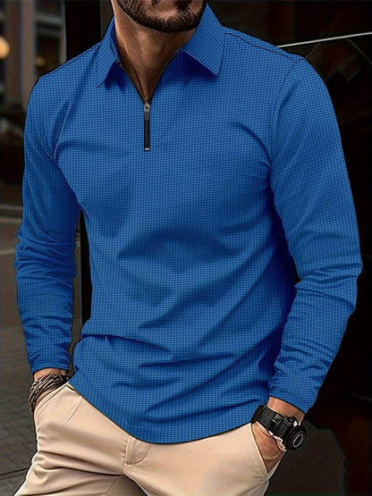 Maglia Uomo in Tessuto Waffle Manica Lunga Scollo a V