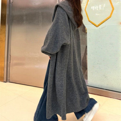 Cardigan Lungo Donna in Maglia con Cappuccio - Brentozzi