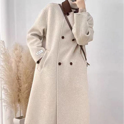 Cappotto Lungo Donna in Misto Lana Collo Classico