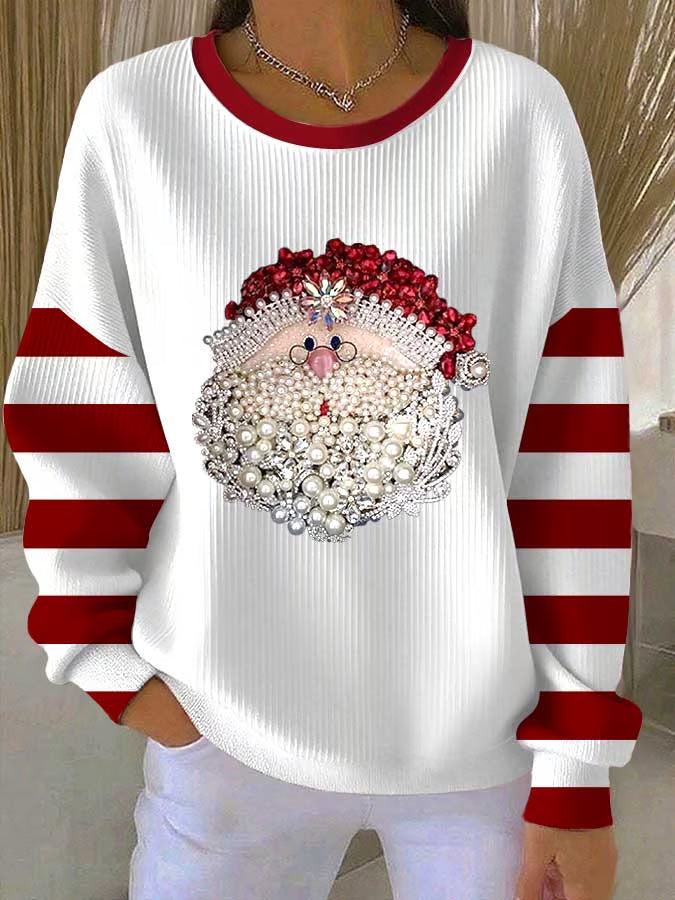 Maglione Donna Natalizio in Maglia con Motivo Babbo Natale