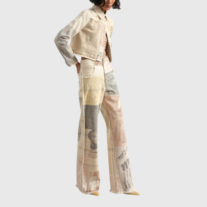 Jeans Donna Vintage Vita Alta Stampa