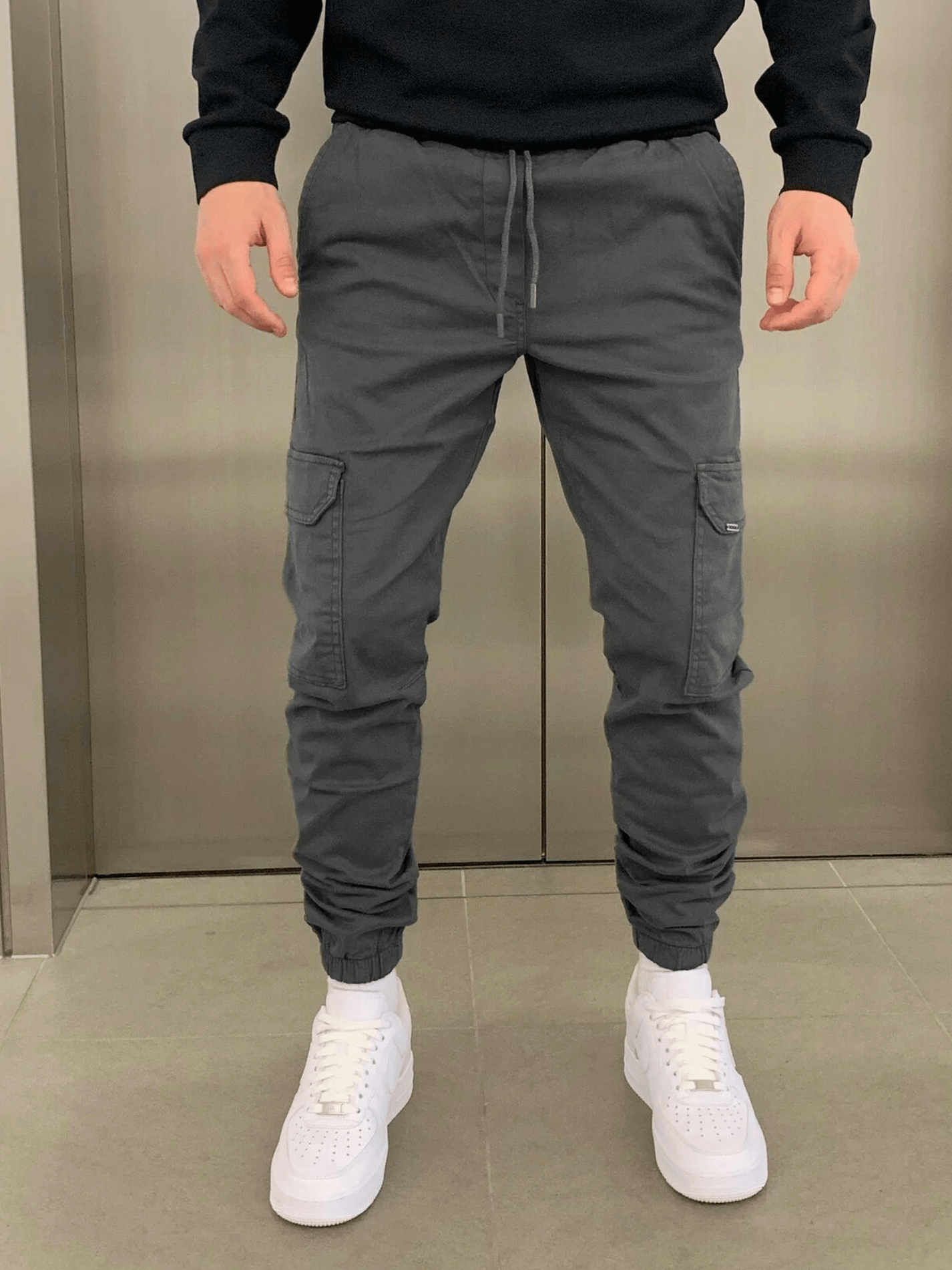 Pantaloni Cargo Uomo Lavoro Jogger Elastico