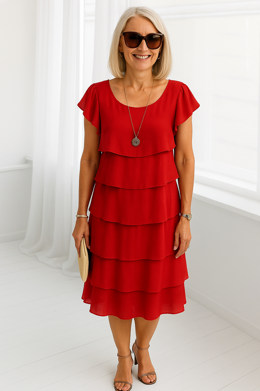 Abito Midi Donna con Balze e Volant per Occasioni Speciali - Brentozzi