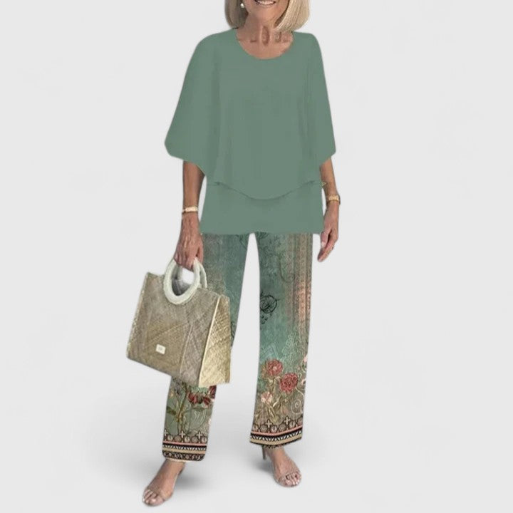 Completo Donna Due Pezzi Stampato Pantaloni Regular Fit