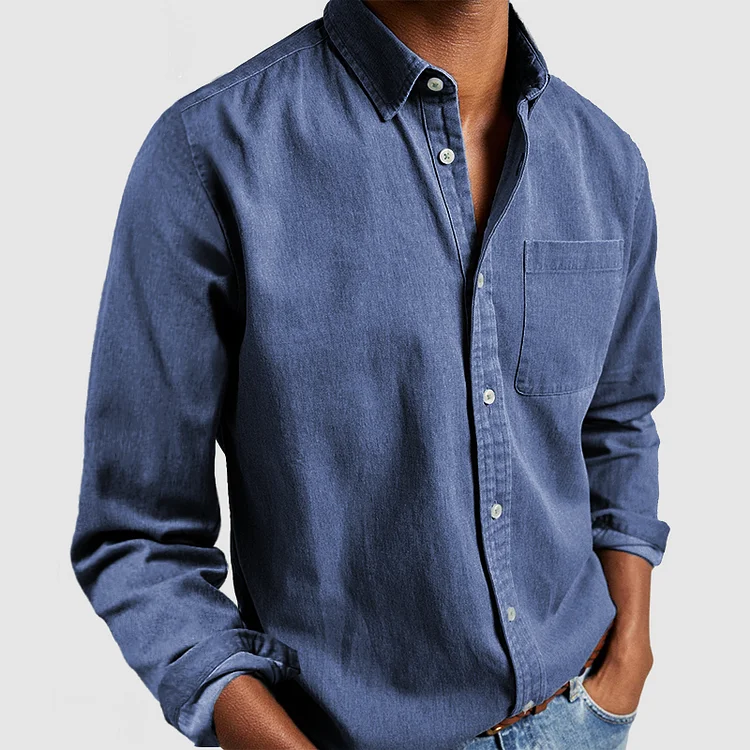 Camicia Uomo Casual con Bottoni e Tasca sul Petto
