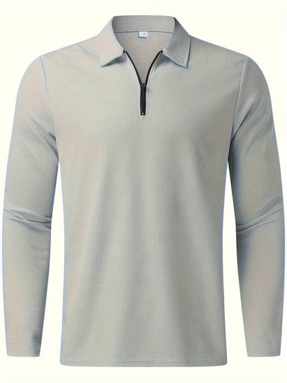 Maglia Uomo in Tessuto Waffle Manica Lunga Scollo a V