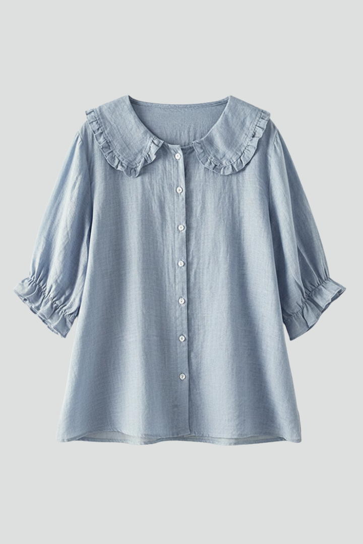 Camicia Donna con Colletto a Volant e Bottoni - Brentozzi