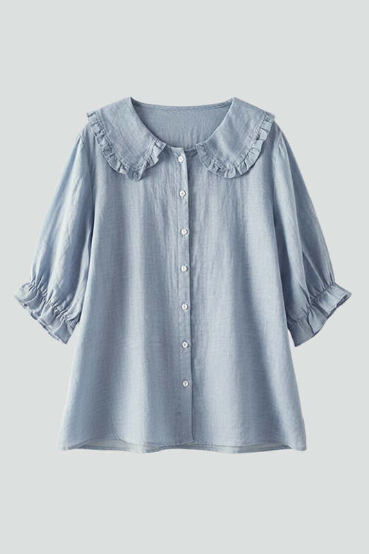 Camicia Donna con Colletto a Volant e Bottoni - Brentozzi