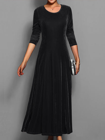 Abito Midi Donna Manica Lunga Stile Elegante Autunnale