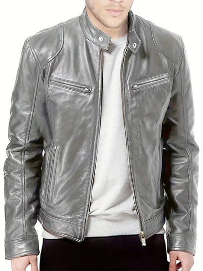 Giacca Uomo in Pelle Stile Classico Vestibilità Moderna