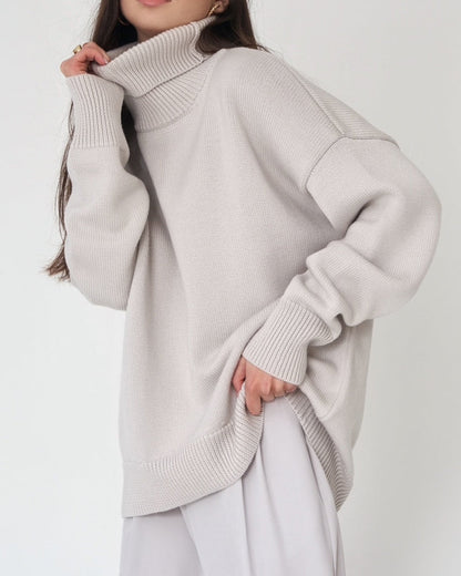 Maglione Oversize Donna Cotone Collo Alto Casual