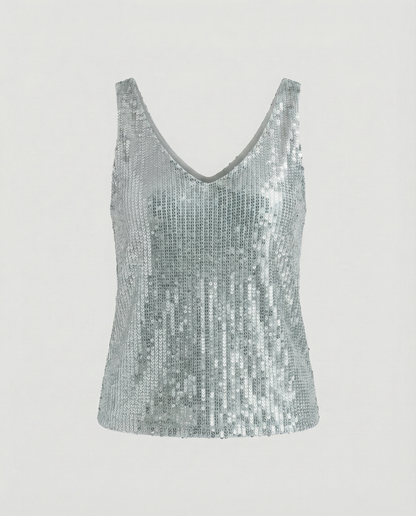 Donna Paillettes Scollo a V Lucido