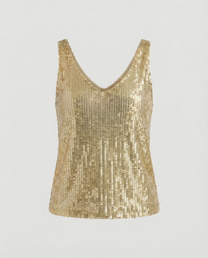 Donna Paillettes Scollo a V Lucido