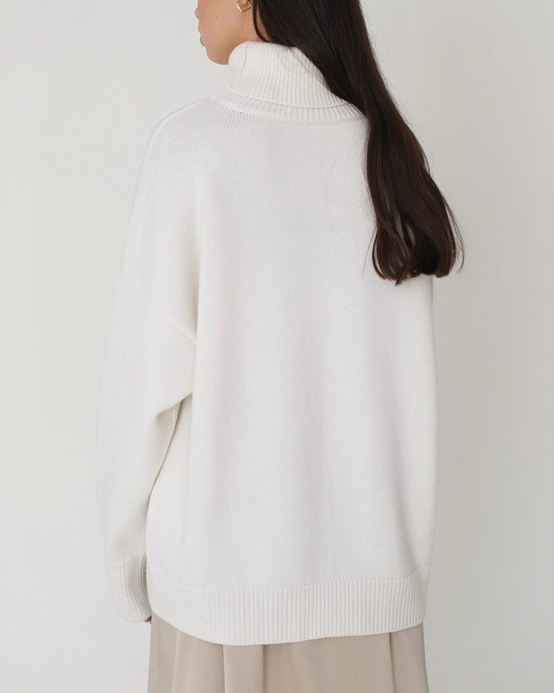 Maglione Oversize Donna Cotone Collo Alto Casual