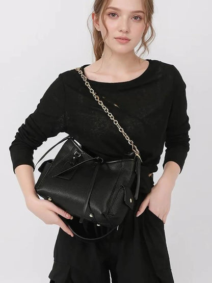 Borsa a Tracolla Donna in Pelle con Catena Decorativa
