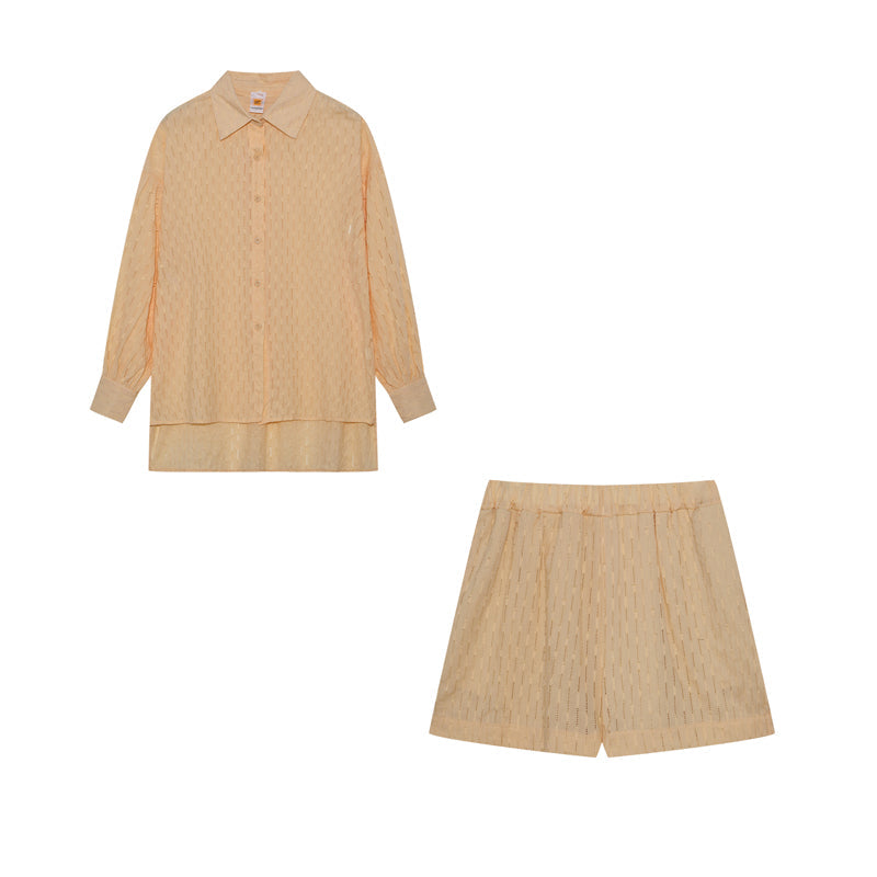 Completo Donna in Cotone Mix Blusa Oversize e Shorts