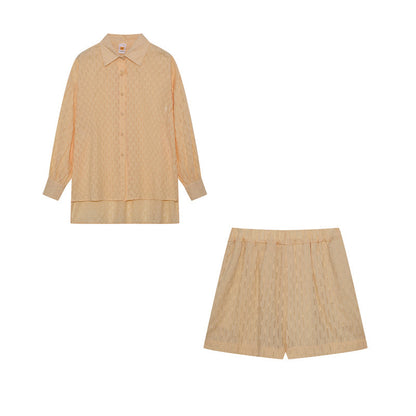 Completo Donna in Cotone Mix Blusa Oversize e Shorts