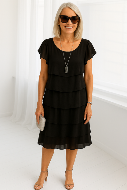 Abito Midi Donna con Balze e Volant per Occasioni Speciali